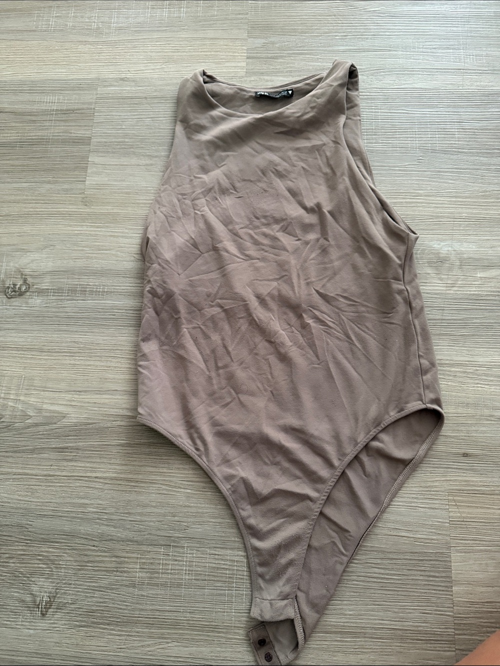 Zara Taupe Sleeveless One-Piece Bodysuit